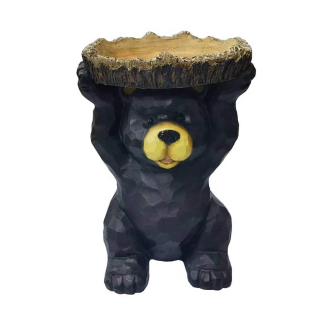 Sitting Bear Outdoor Patio Bird Bath - 12.25"