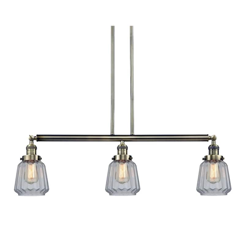 Innovations Lighting Chatham 3 Light 39" Wide Linear Chandelier - Antique Brass / Clear