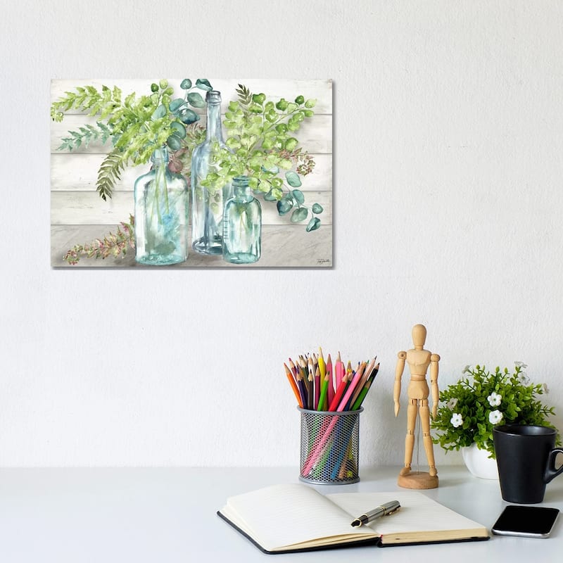 iCanvas "Vintage Bottles & Ferns Landscape" by Tre Sorelle Studios Canvas Print - 8x12x0.75