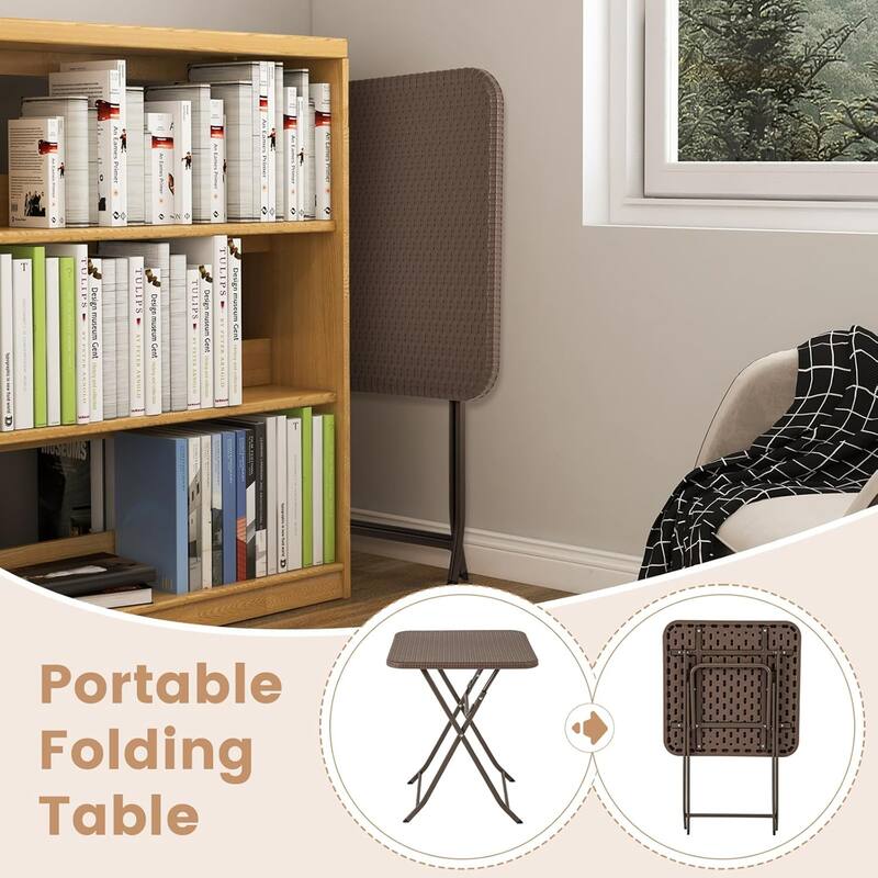 23.5" Square Folding Table HDPE Foldable Patio Bistro Table