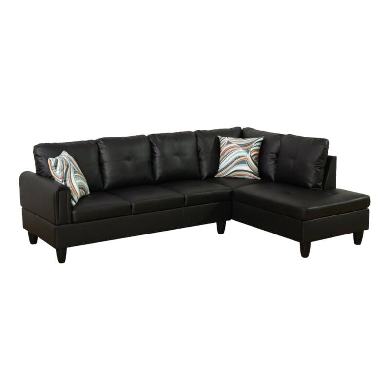 KISRAIS 97" Wide 2-Piece Vegan Leather Sectional Sofa Set without Ottoman for Small Space