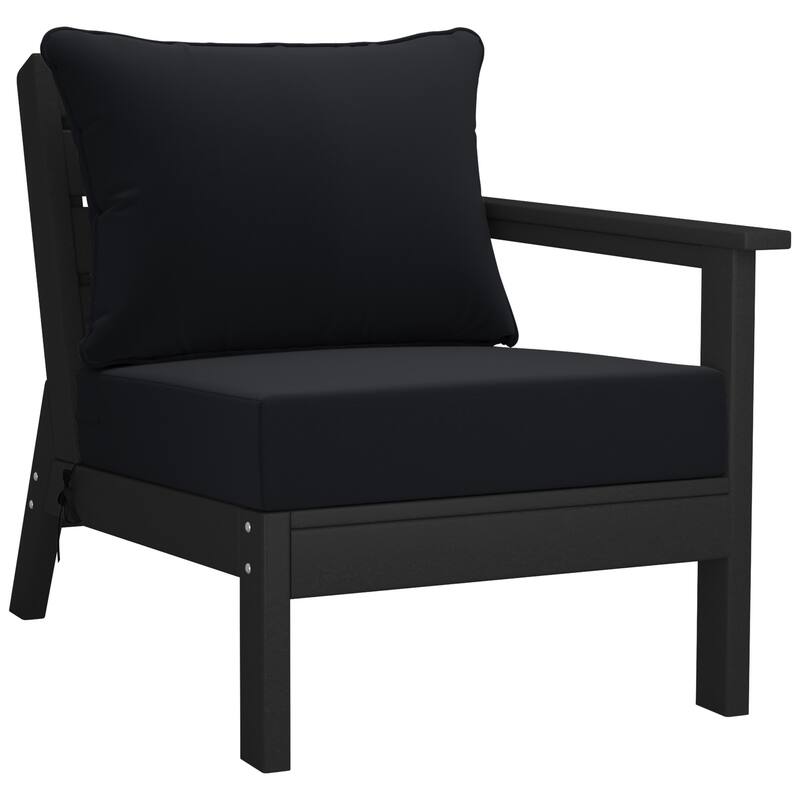 Birchwood All Weather HDPE Outdoor Patio Black Deep Seating Conversation Set (6-Piece Set)