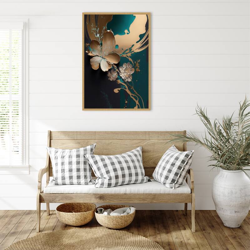 Azura Complement by Bella Eve Framed Canvas Wall Art Print - Sylvie Bright Gold