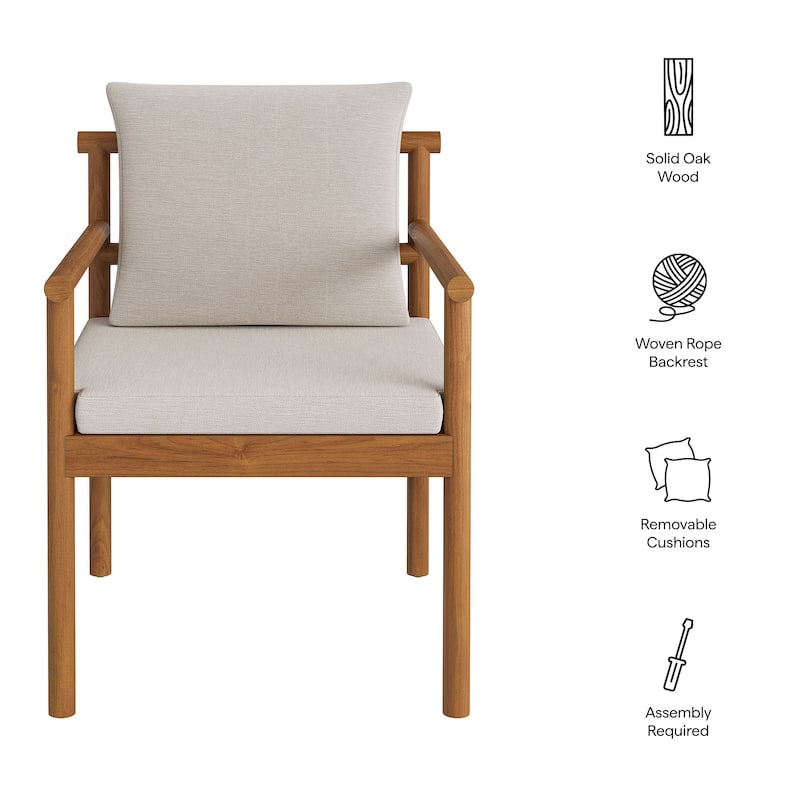 Eleni Outdoor Patio Teak Wood Rope Dining Chair