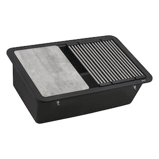 Ruvati 30-inch Granite Composite Quartz Workstation Matte Black Undermount Kitchen Sink - RVG2310BK - 29-1/2″ x 18-1/2″