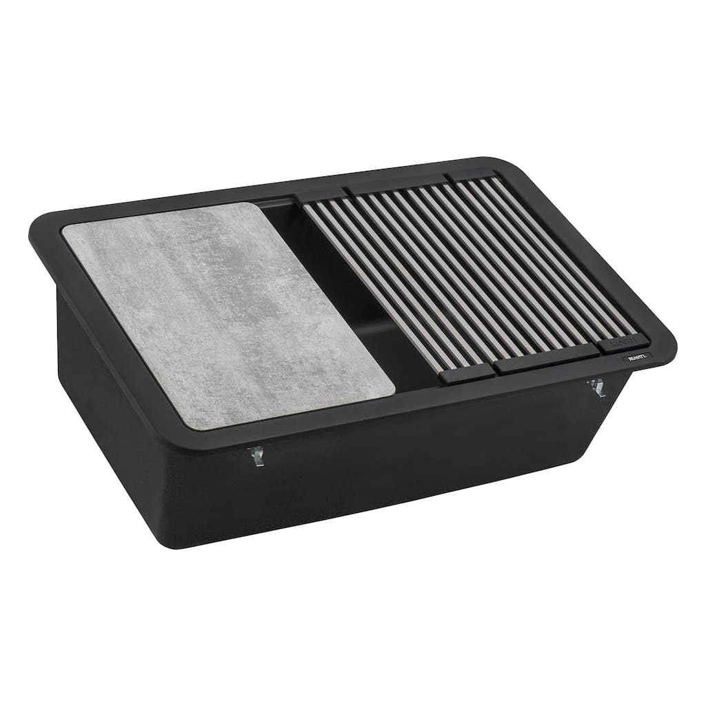 Ruvati 30-inch Granite Composite Workstation Matte Black Dual Mount Kitchen Sink - 29-1/2″ x 18-1/2″