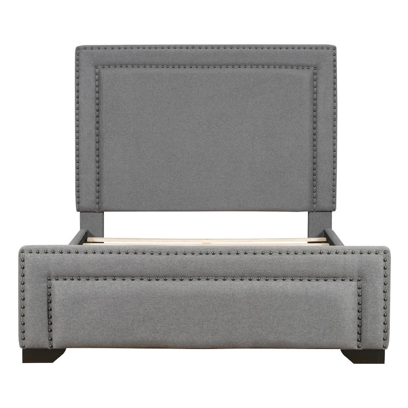 HomeRoots Gray Tufted Velvet Upholstered Queen Bed Frame