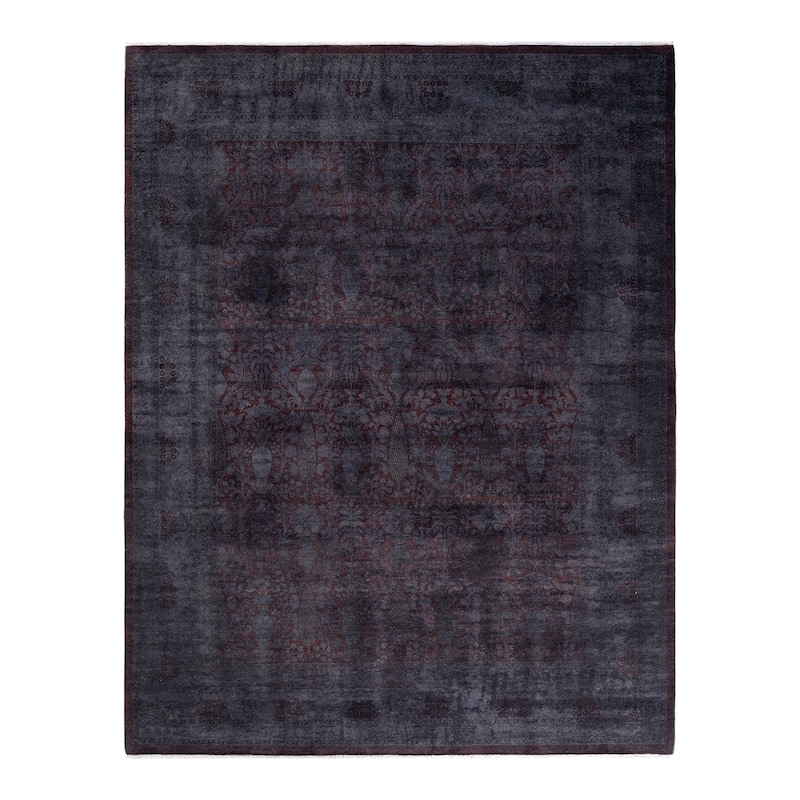 Overton Hand Knotted Wool Vintage Inspired Modern Contemporary Overdyed Brown Area Rug - 8' 2" x 10' 7"
