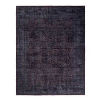 Overton Hand Knotted Wool Vintage Inspired Modern Contemporary Overdyed Brown Area Rug - 8' 2" x 10' 7"