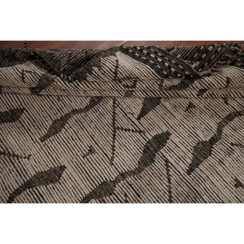 All-Over Abstract Moroccan Area Rug Handmade Modern Wool Carpet - 7'10"x 11'10"