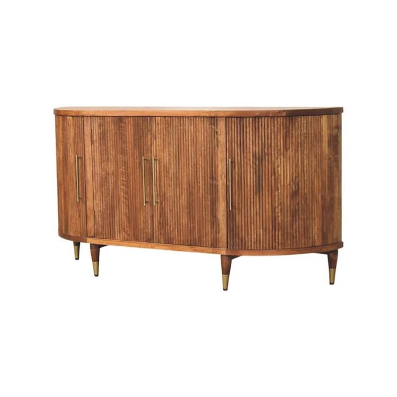 Artisan Furniture Solid Wood Ravello Curved 4-Door Sideboard, Brown with 3-Doors