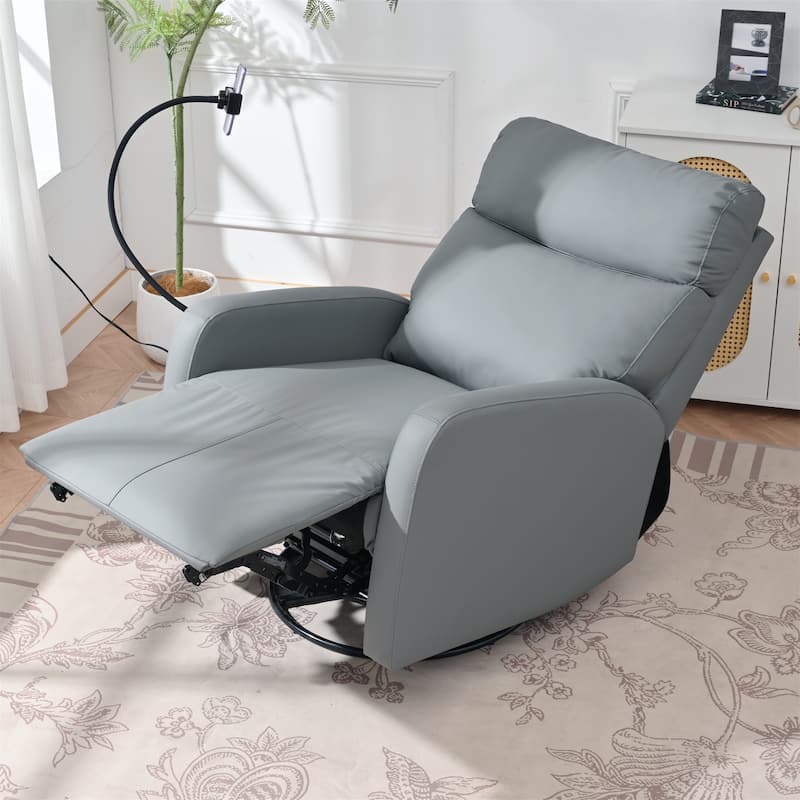 270°Power Swivel Rocker Recliner Chair, Electric Glider Reclining Sofa with USB Port