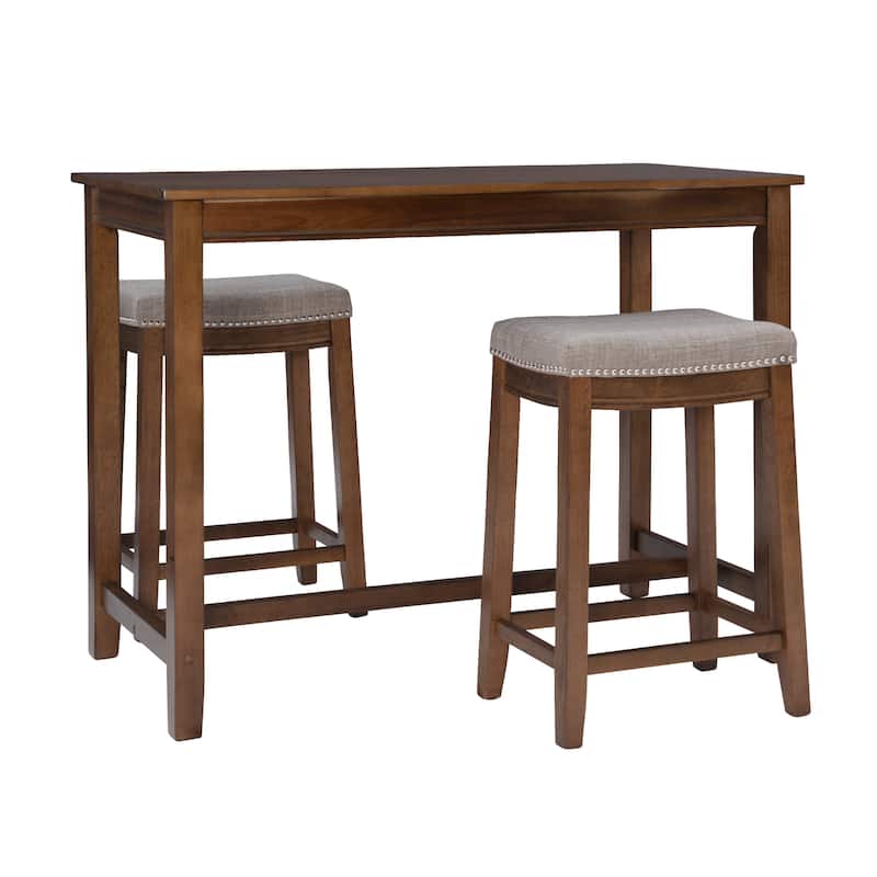 3-Piece Counter Table and Stools - 47.25" - Brown and Beige