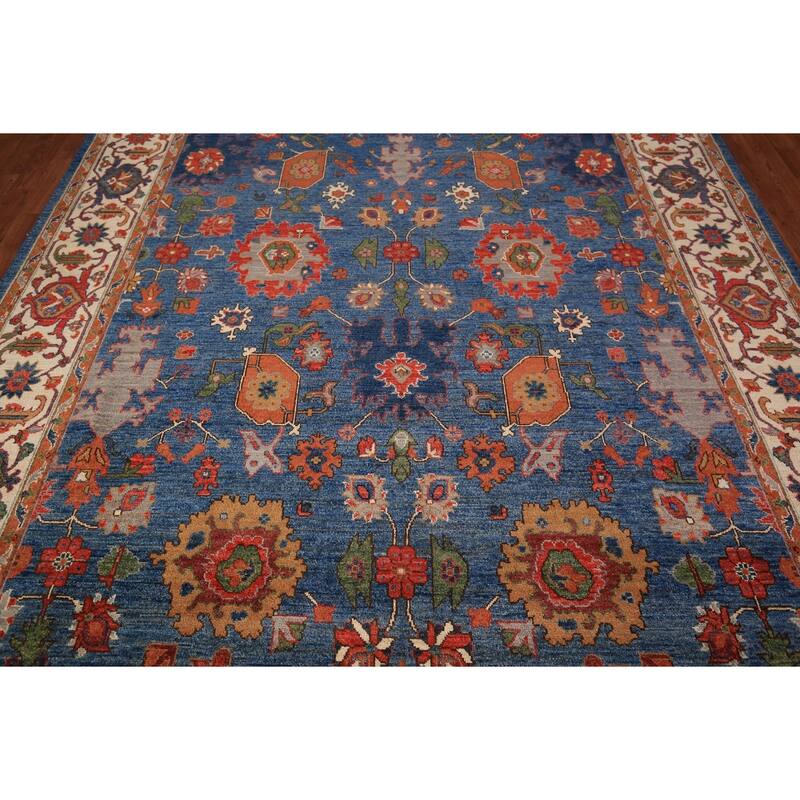 Blue Ziegler Vegetable Dye Area Rug Handmade Wool Carpet - 8'0" x 9'9"