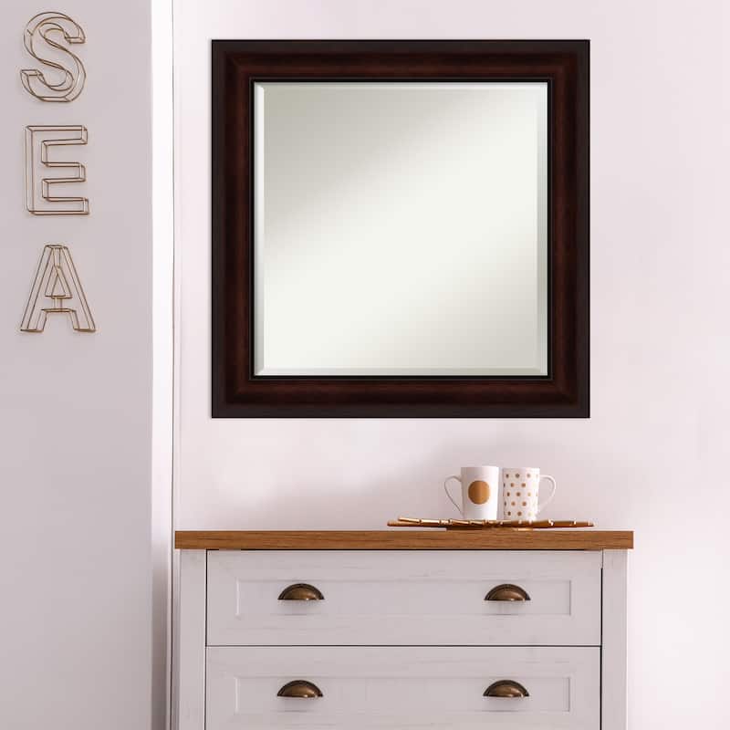 Beveled Wall Mirror - Coffee Bean Brown Frame - Coffee Bean Brown