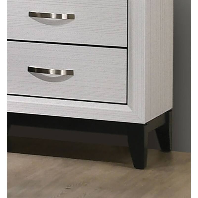Two-Tone Contemporary Chest with Wooden Legs & Nickel Bar Pulls, White
