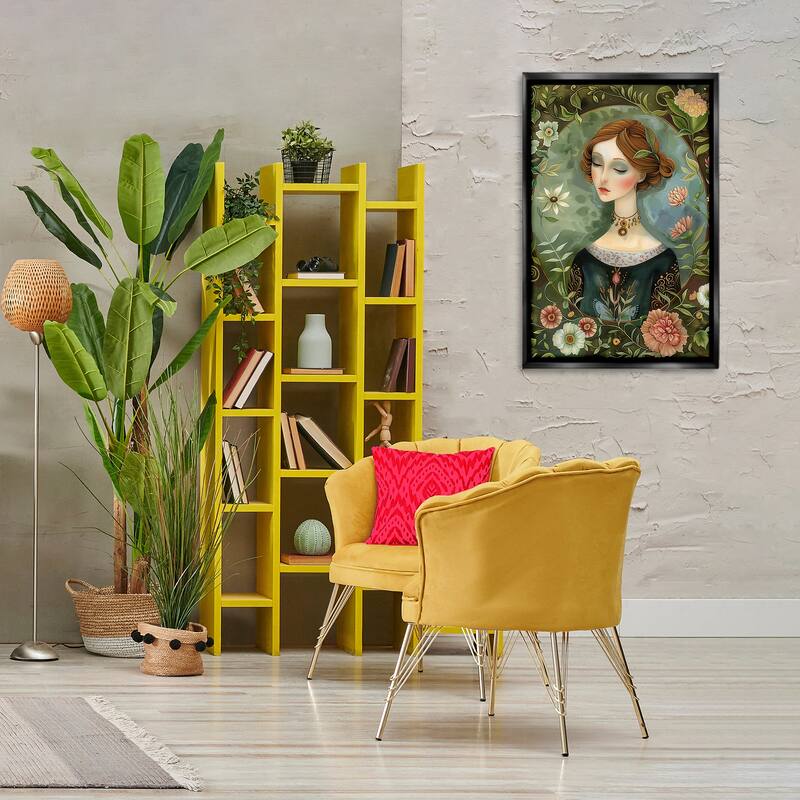 Stupell Floral Edged Victorian Woman Framed Floater Canvas Wall Art Design By The Dutch Lady