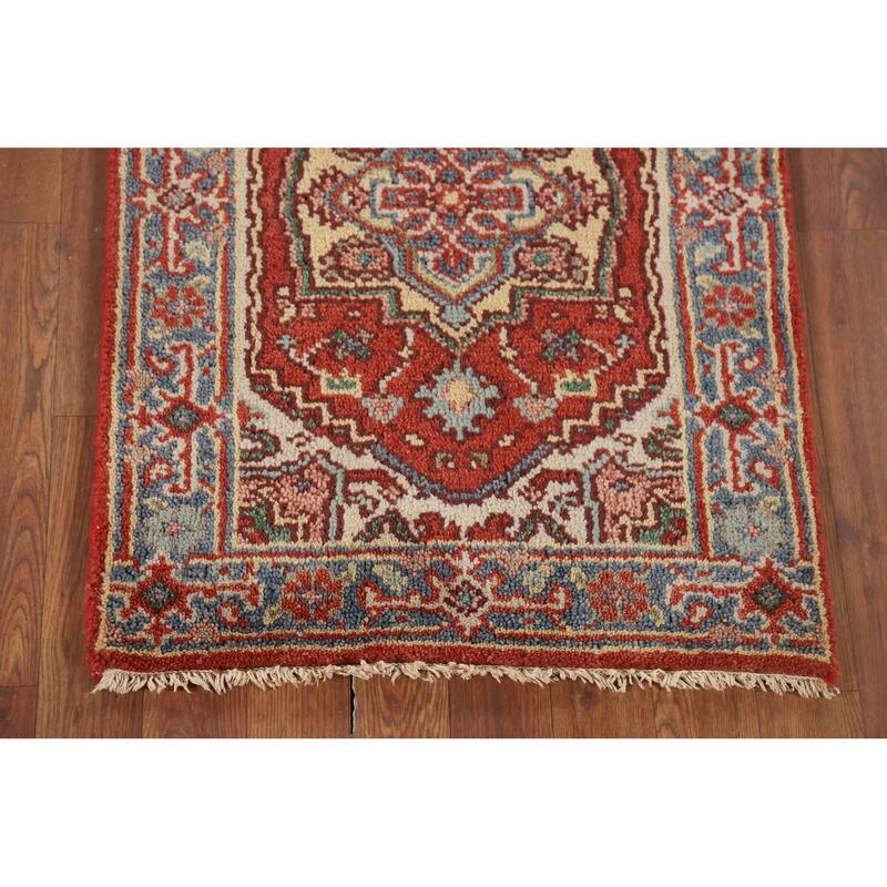Geometric Heriz Serapi Oriental Accent Rug Hand-Knotted Wool Carpet - 2'0" x 3'0"