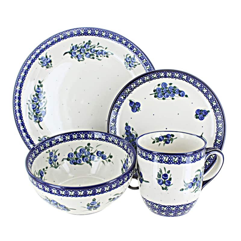 Blue Rose Polish Pottery 1000 Millena 4 Piece Place Setting