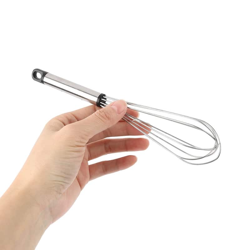 Restaurant Kitchen Metal Egg Whisk Milk Balloon Wire Beater Blender Silver Tone - Black,Silver Tone