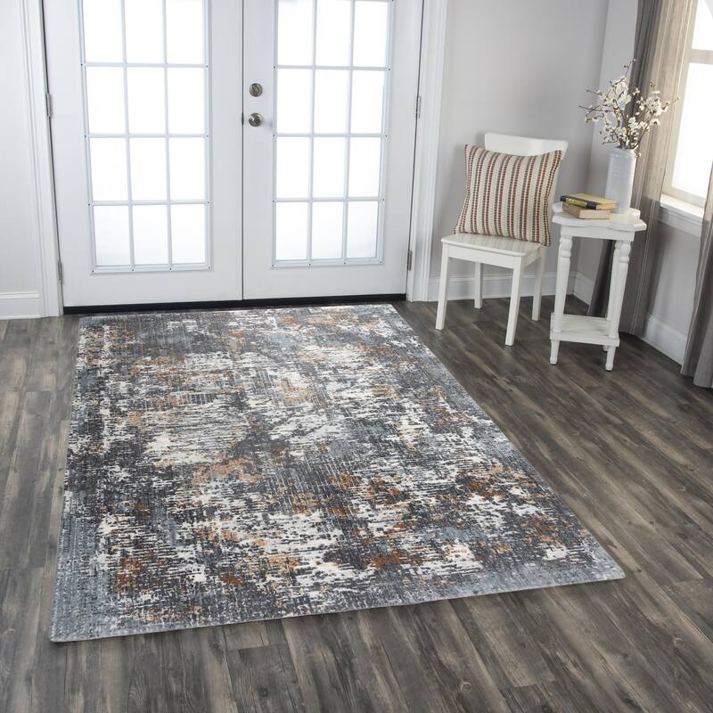 Alora Decor Lake Transitional Blue Recycled Polyester Area Rug