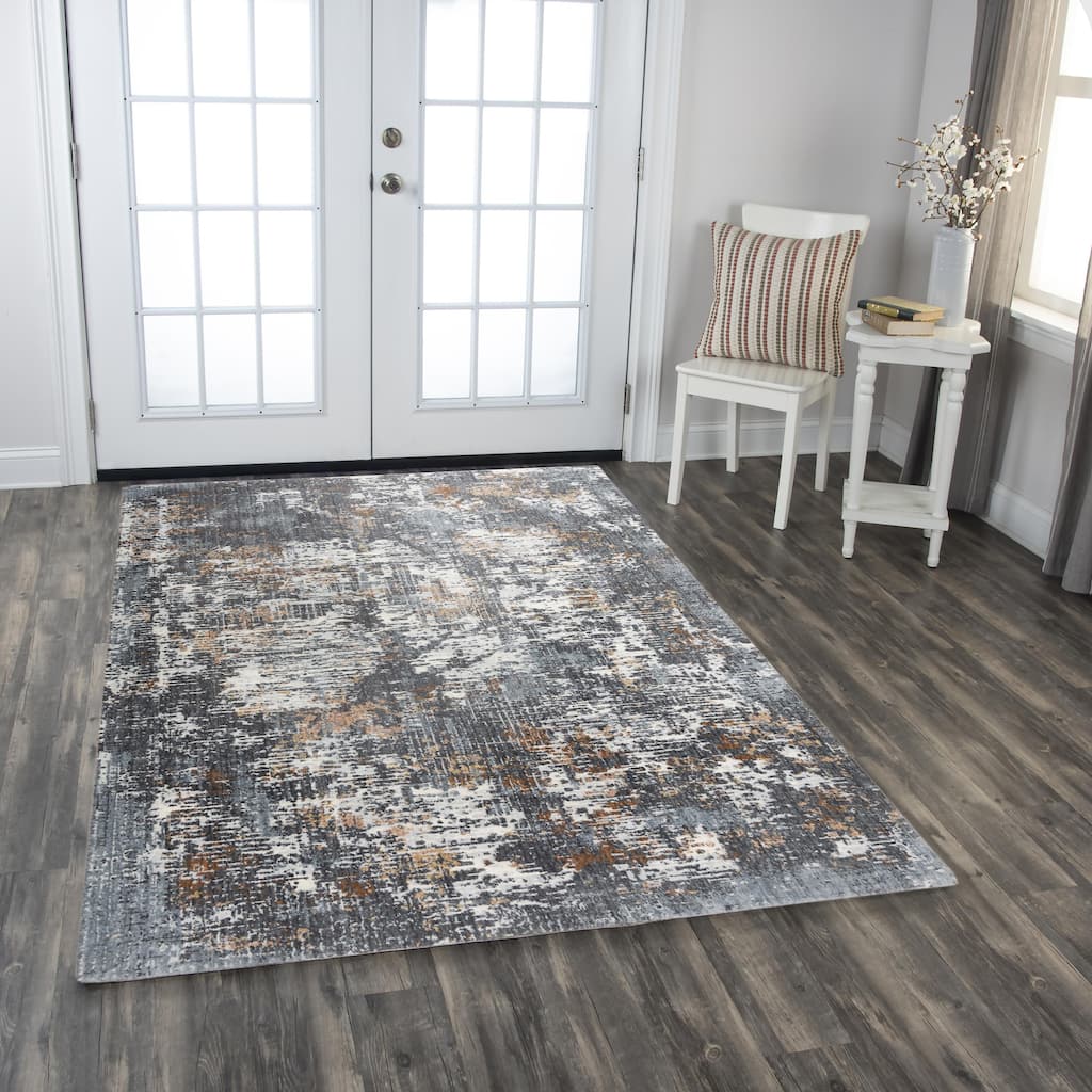 Alora Decor Lake Transitional Blue Recycled Polyester Area Rug