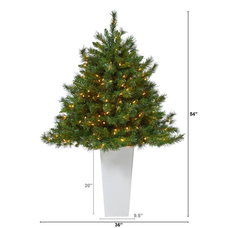 4.5' Artificial Christmas Tree with 250 Lights in Red Tower Planter