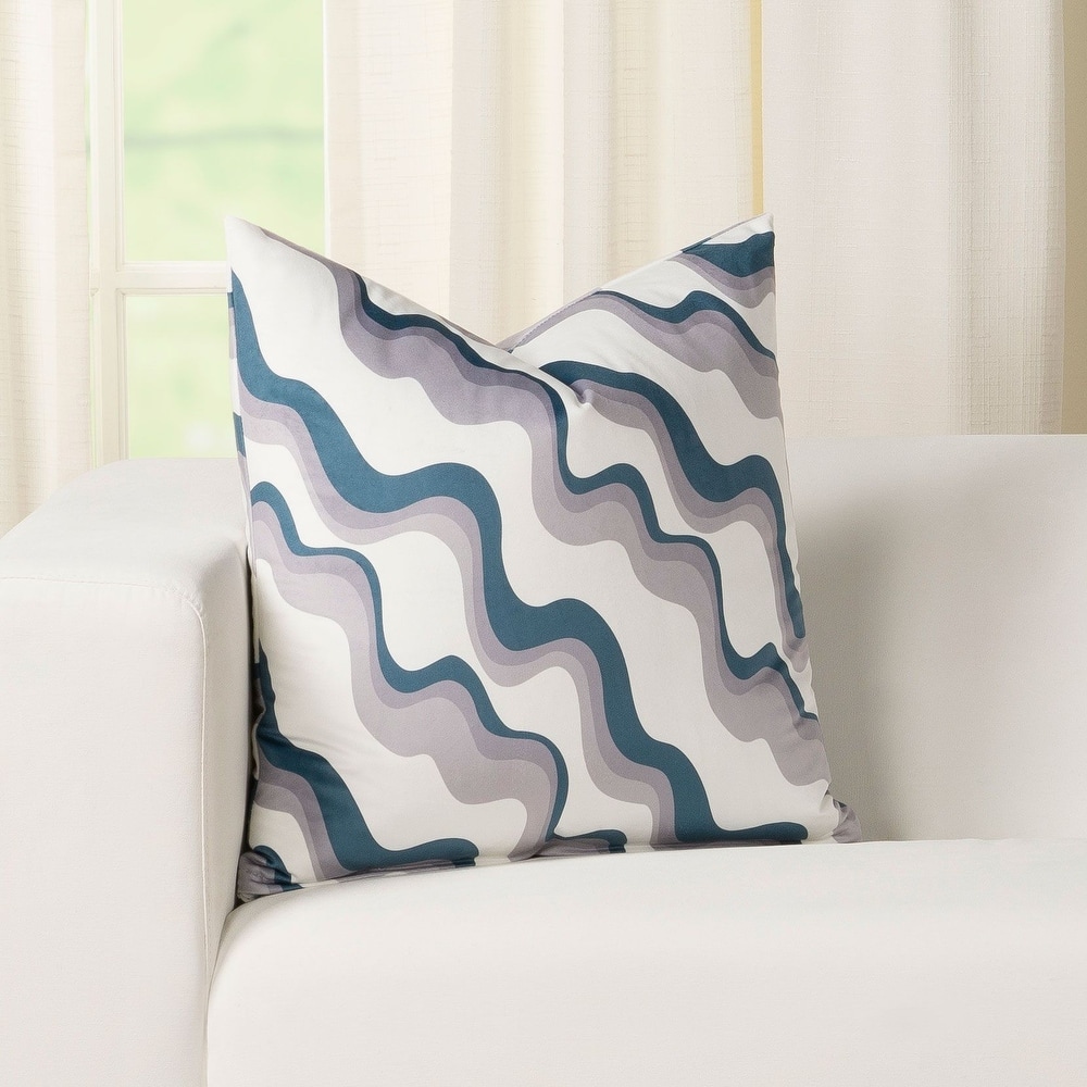 Undertow Wavy Stripe Printed Plush Throw Pillow