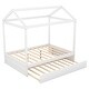 preview thumbnail 6 of 7, Full Size House Bed with Trundle, Solid Wood Frame, and Support Legs - Compact Canopy Bed for Children