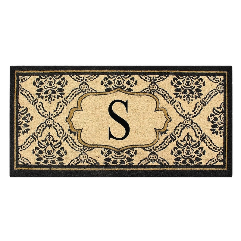 A1HC Uriel Treated Coir Monogrammed Entry Double Door Mat 30"x 60" - S