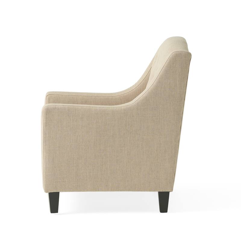 Beige 29.6" Button Tufted Arm Chair with Ottoman