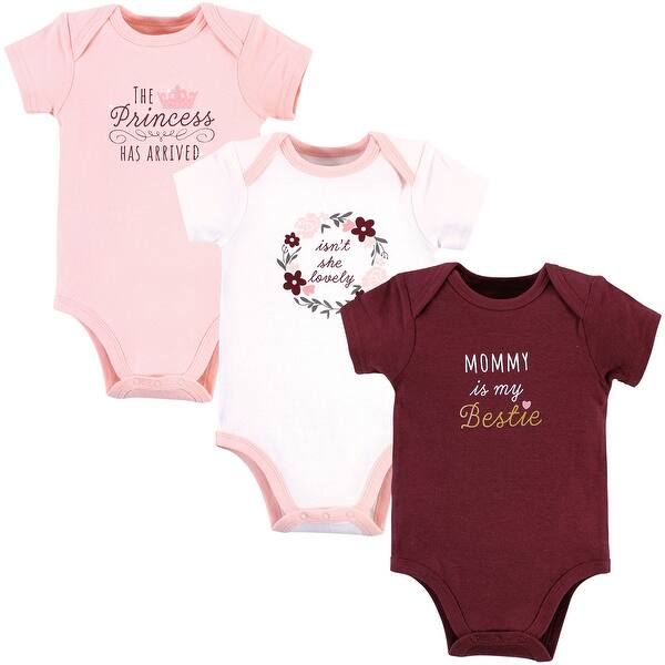 slide 1 of 1, Hudson Baby Infant Girl Cotton Bodysuits, Mommy My Bestie 0-3 Months - Mommy My Bestie