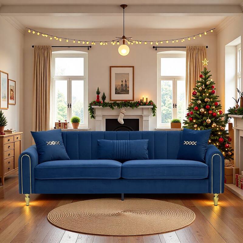 87.4" Luxury Loveseat Sofa with Metal Legs, Round Arms