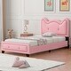 preview thumbnail 9 of 26, Cute Pine Wood Upholstered Platform Bed with Cartoon Ears