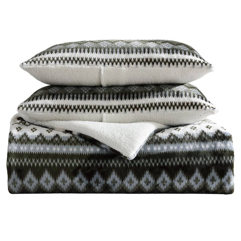 Eddie Bauer Shelton Fair Isle Plush Reversible Comforter Set