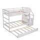 preview thumbnail 9 of 65, Wooden Bunk Bed Storage Bed with Twin Size Trundle and 3 Storage Stairs