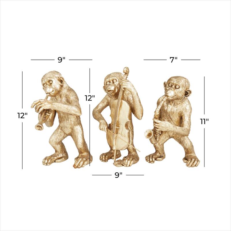 Gold Polystone Contemporary Sculptures (Set of 3) - S/3 12", 12", 11"H