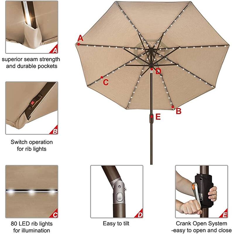 Tradesparker Multicolor Sunbrella 9ft/10x6.5ft Patio Market Outdoor Table Umbrella