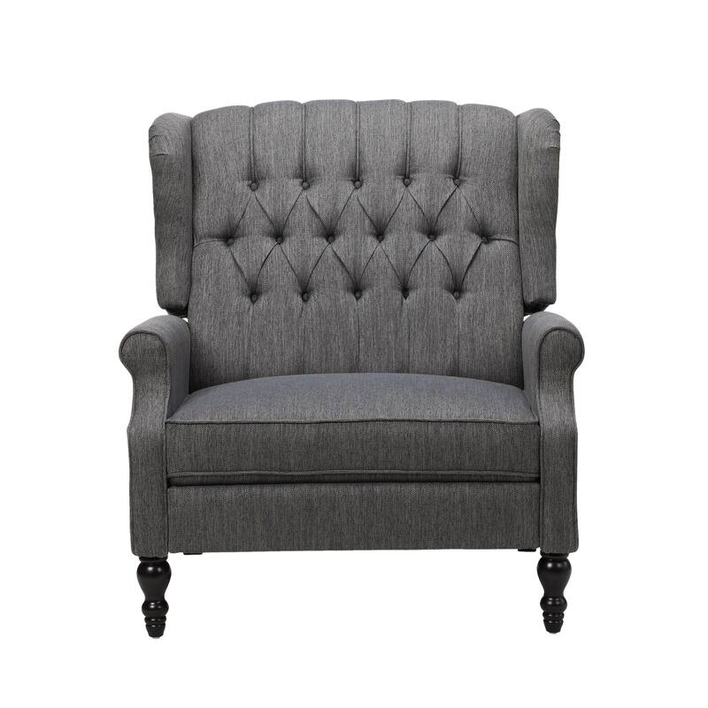 Oversized Wingback Push-Back Recliner with Footrest, Tufted Back, Nailheads