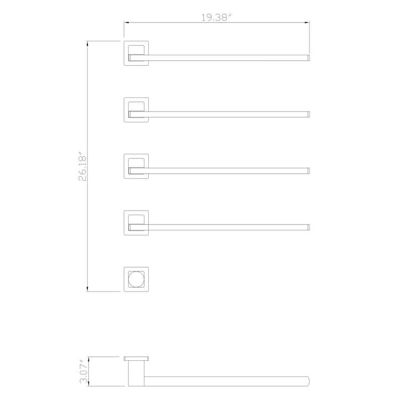 Heated Towel Rack 4Bar Towel Warmer Rack Swingable Bars Wall Mounted with Timer Plugin