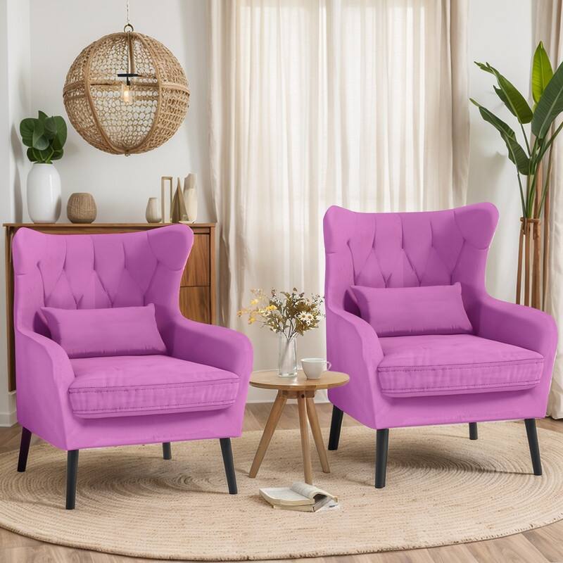 Velvet Accent Chair Upholstered Comfy Thick Cushion For Living Room