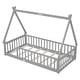 preview thumbnail 10 of 8, Grey Twin Size Pine Wood Tent-Shaped Teepee Bed with Guardrails