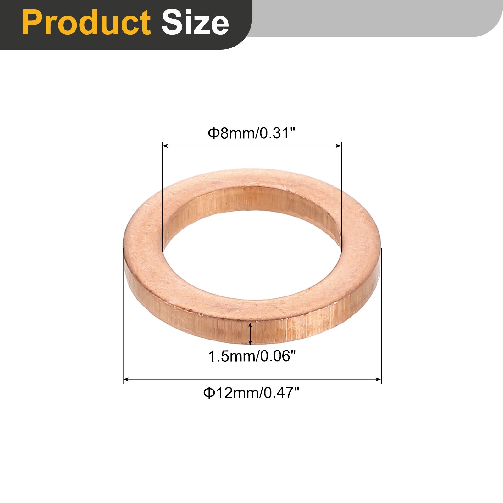 Flat Washer, Copper Ring Flat Washers Metal Sealing Gasket Ring for Screws Bolts Nuts