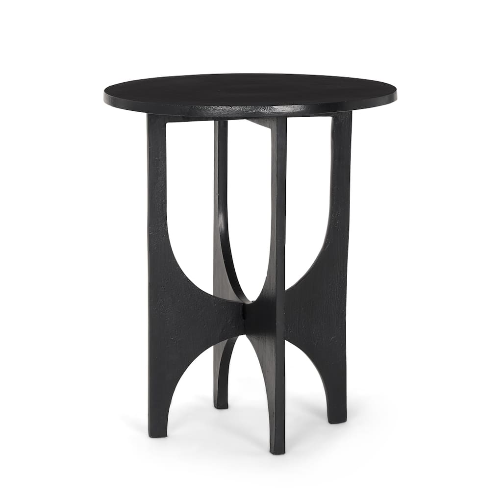 Sobi Textured Matte Black Round Metal Accent Table - 18.0L x 18.0W x 21.5H