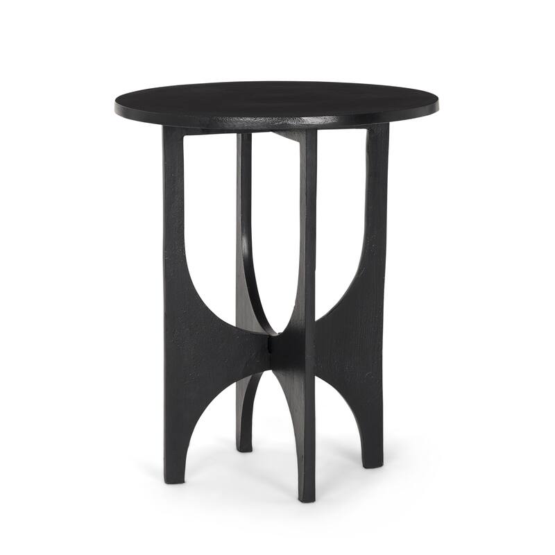 Sobi Textured Matte Black Round Metal Accent Table - 18.0L x 18.0W x 21.5H - Black