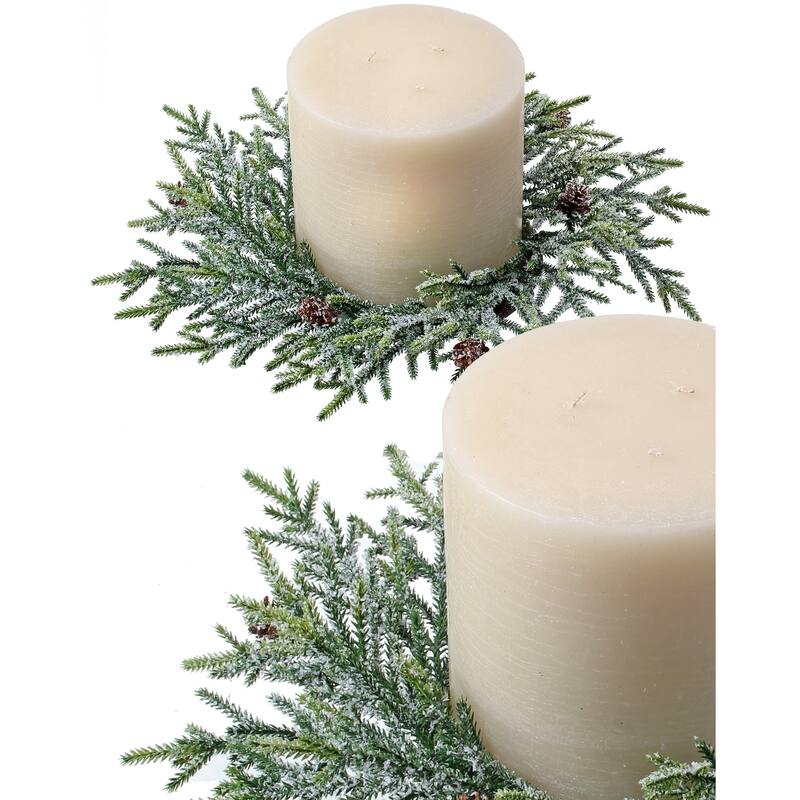 13" Frost Mini Fir W/Cones Candlering