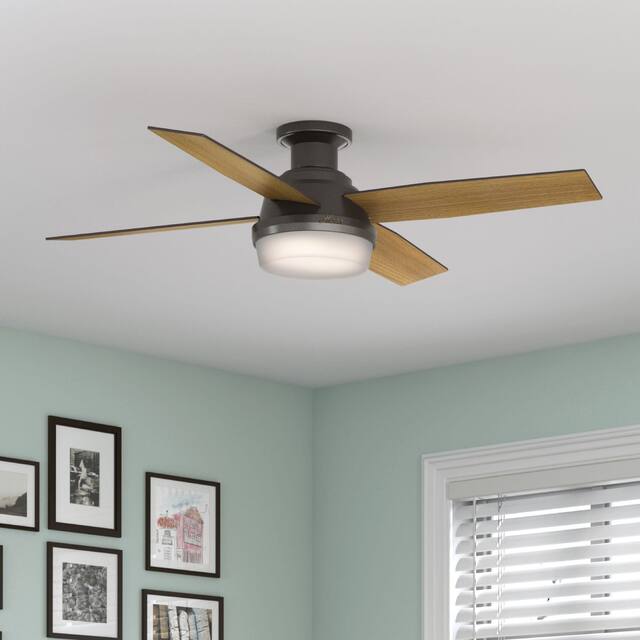 Hunter 52" Dempsey Flush Mount Ceiling Fan w/ LED Light Kit and Handheld Remote