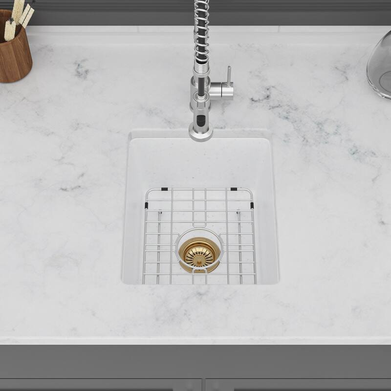 14.82" Undermount Single Bowl Quartz Kitchen Sink - 14.82'' x 17.55'' x 8.38''