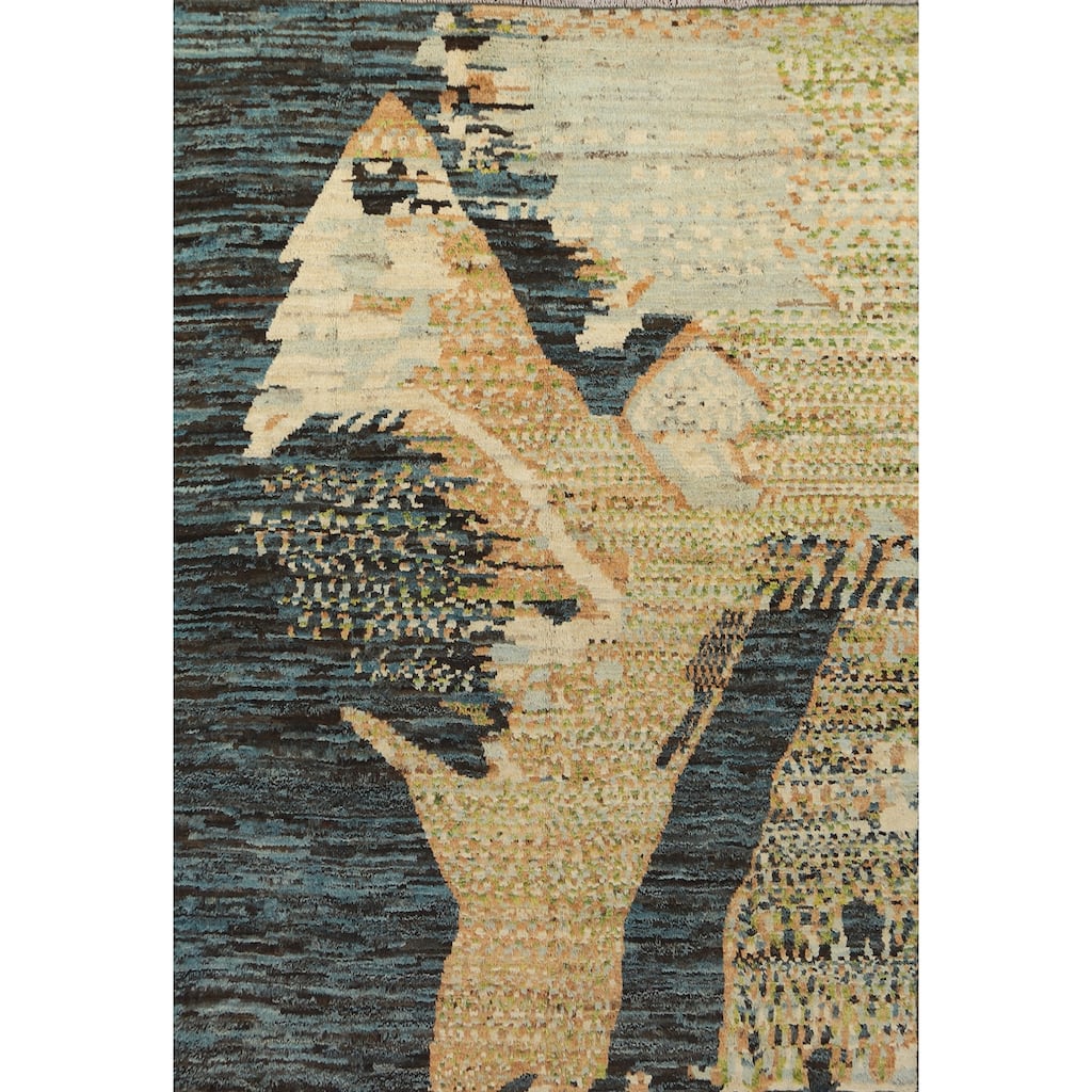 Moroccan Oriental Area Rug Hand-Knotted Bedroom Wool Carpet - 6'7" x 9'8"