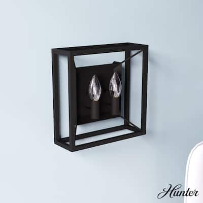 Hunter Doherty 2-Light Wall Sconce - Bathroom, Bedroom, Hallway - Industrial, Contemporary, Transitional - Damp Rated